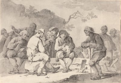 Selbstporträt mit Landvolk aus Appenzell, 1798 von Tiberius Dominikus Wocher